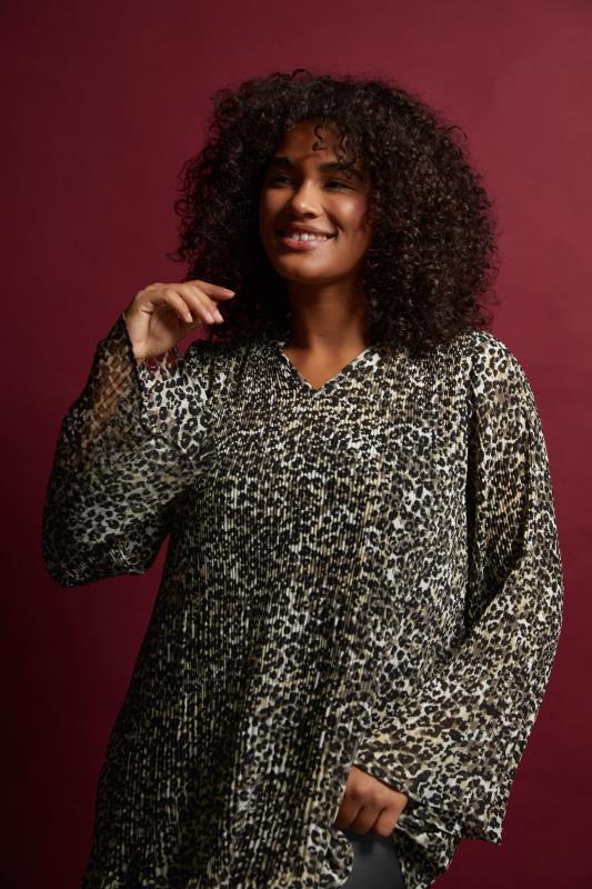 evans EVANS Curve Natural Brown Leopard Print Blouse