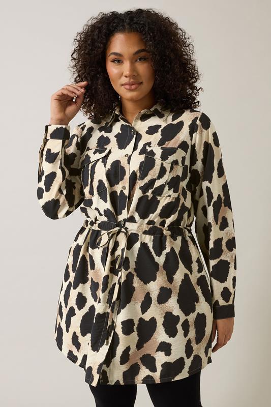 Evans EVANS Curve Natural Brown Leopard Print Shirt