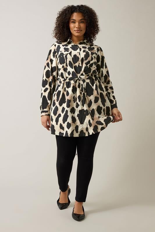 Evans EVANS Curve Natural Brown Leopard Print Shirt