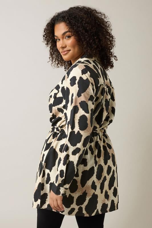 Evans EVANS Curve Natural Brown Leopard Print Shirt