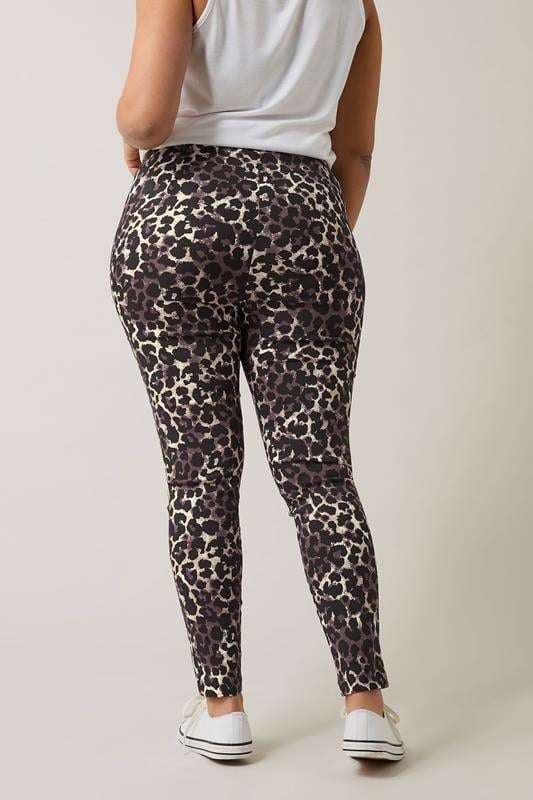 Evans EVANS Curve Natural Brown Leopard Print Trousers