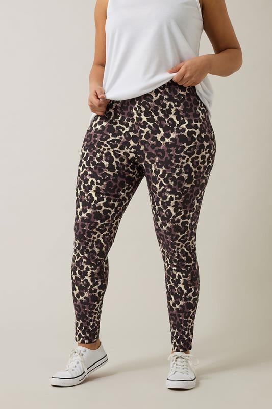 evans EVANS Curve Natural Brown Leopard Print Trousers
