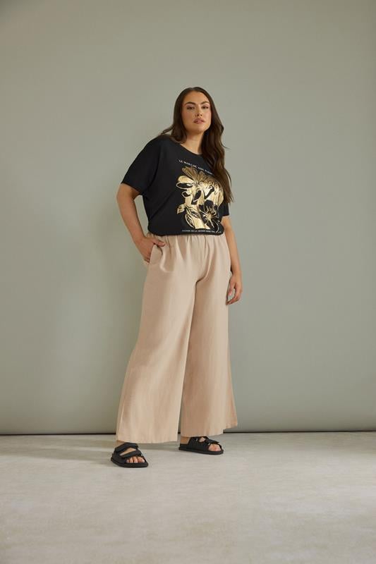 Evans EVANS Curve Natural Brown Linen Pocket Trousers