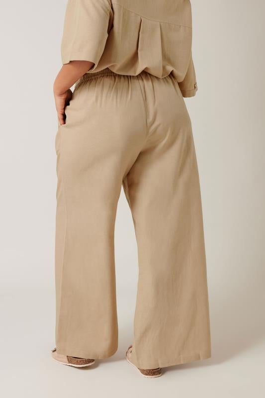 Evans EVANS Curve Natural Brown Linen Pocket Trousers