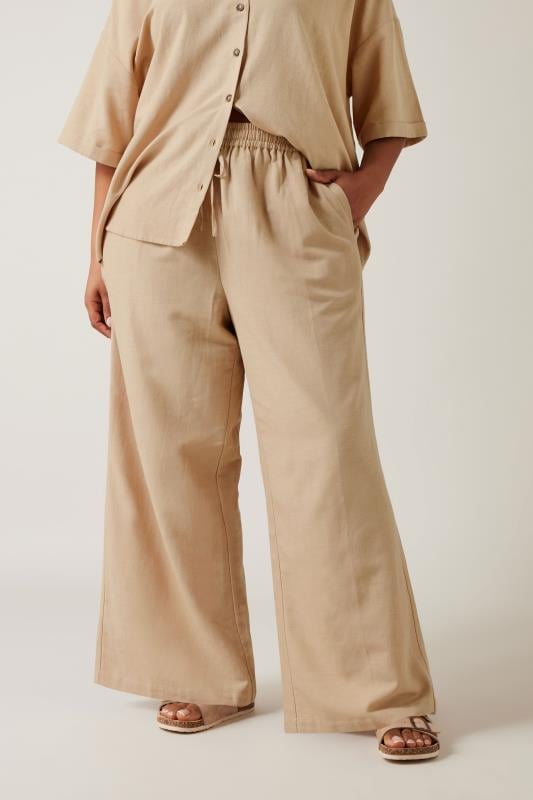 evans EVANS Curve Natural Brown Linen Pocket Trousers
