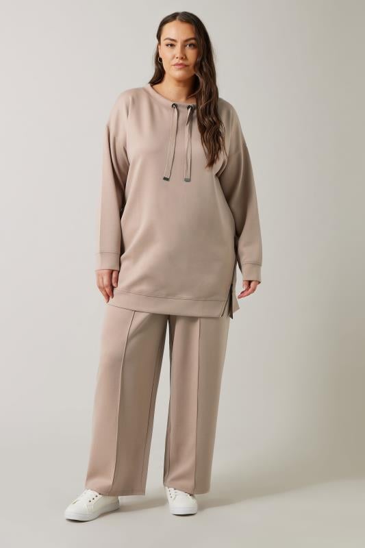 Evans EVANS Curve Natural Brown Luxe Wide Leg Joggers