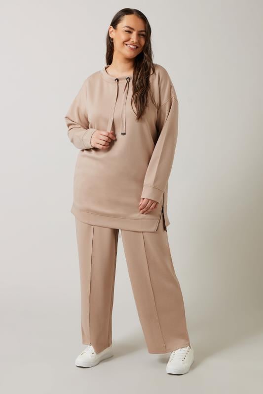 Evans EVANS Curve Natural Brown Luxe Zip Detail Sweatshirt
