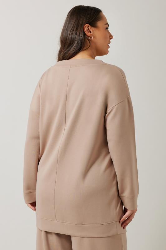 Evans EVANS Curve Natural Brown Luxe Zip Detail Sweatshirt
