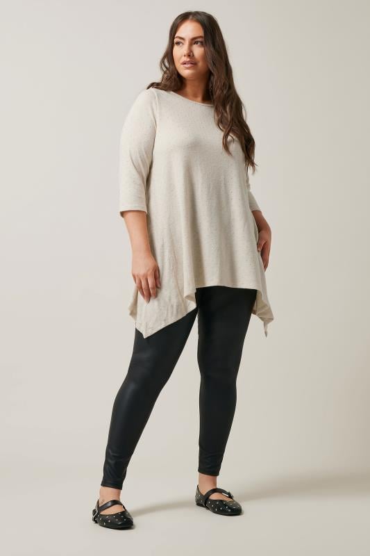Evans EVANS Curve Natural Brown Studded Detail Hanky Hem Top