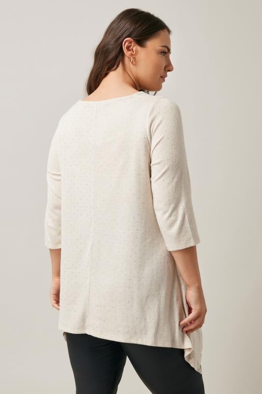 Evans EVANS Curve Natural Brown Studded Detail Hanky Hem Top