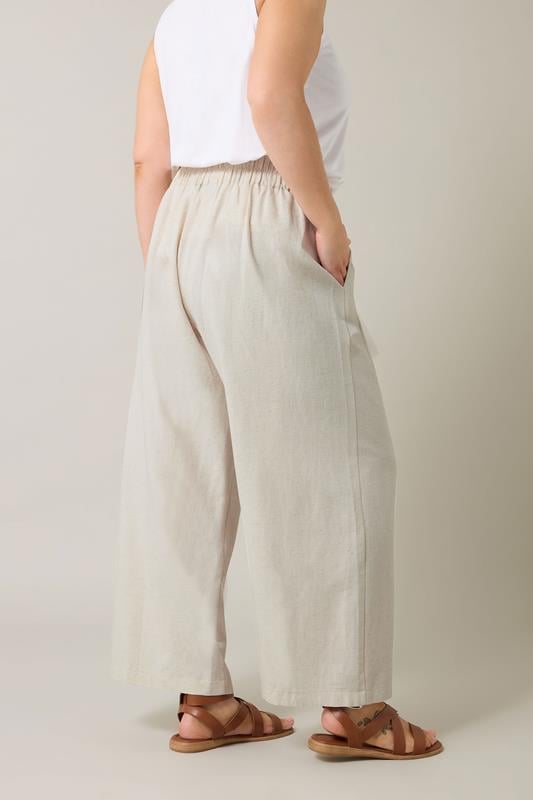 Evans EVANS Curve Natural Brown Tailored Linen Trousers