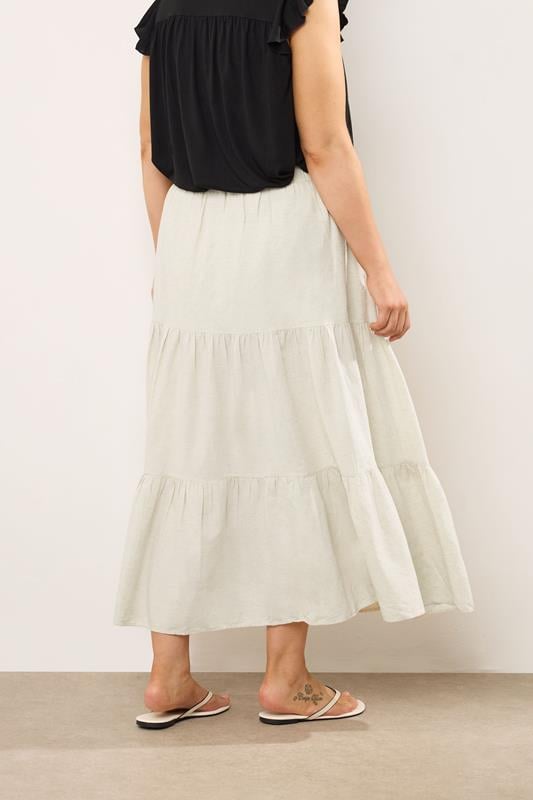 Evans EVANS Curve Natural Brown Tiered Linen Maxi Skirt