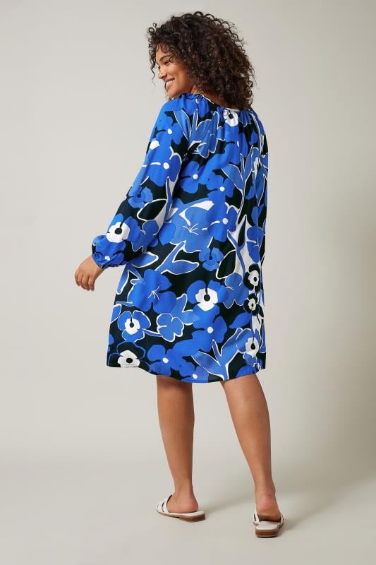 Evans EVANS Curve Navy Blue Floral Print Tunic Dress