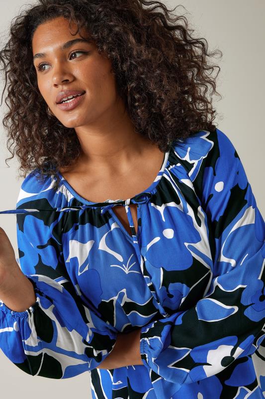 Evans EVANS Curve Navy Blue Floral Print Tunic Dress