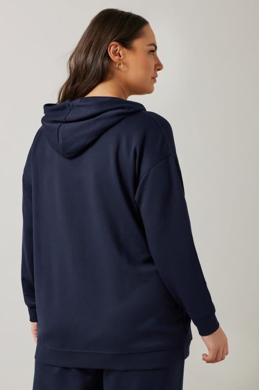 Evans EVANS Curve Navy Blue Luxe Zip Through Hoodie