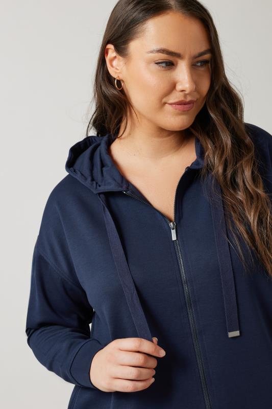 Evans EVANS Curve Navy Blue Luxe Zip Through Hoodie