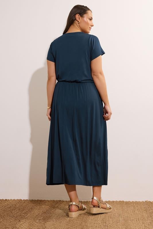 Evans EVANS Curve Navy Blue Pocket Detail Maxi Dress