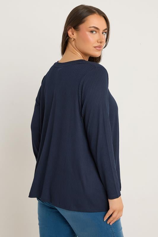Evans EVANS Curve Navy Blue Premium Ribbed Modal Blend Swing Top