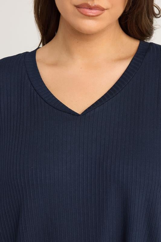 Evans EVANS Curve Navy Blue Premium Ribbed Modal Blend Swing Top