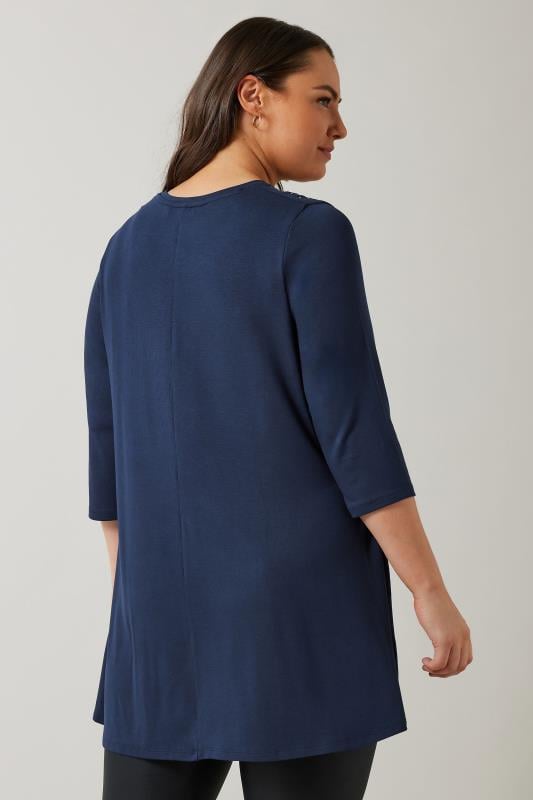 Evans EVANS Curve Navy Blue Sequin Embellished Longline Top