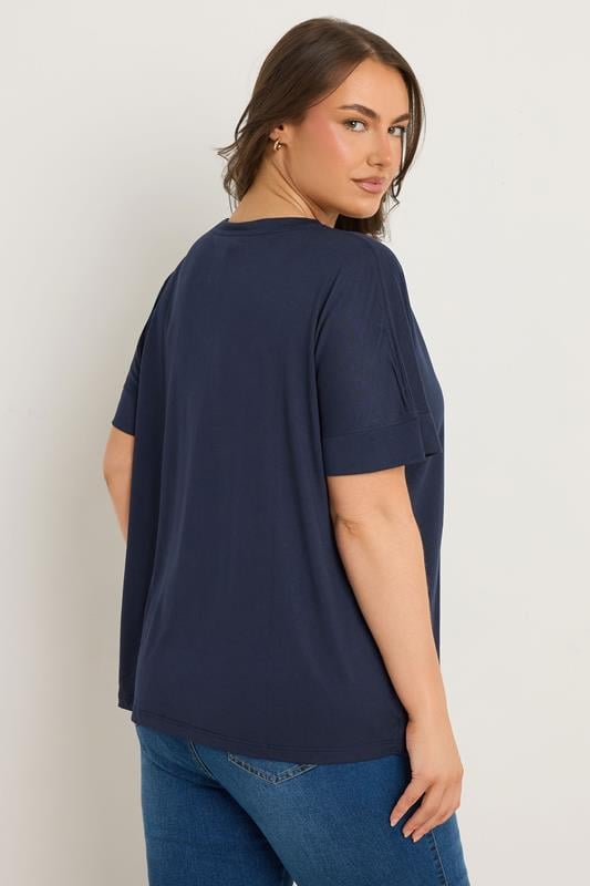 Evans EVANS Curve Navy Blue Short Sleeve Modal Rich T-Shirt