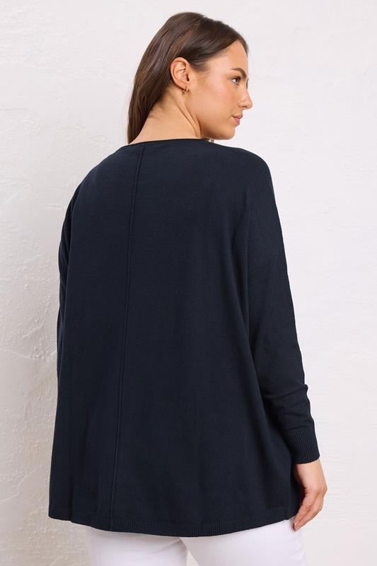 Evans EVANS Curve Navy Blue Soft Touch Front Seam Jumper