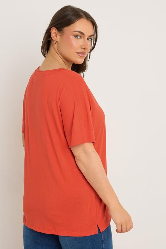Evans EVANS Curve Orange Short Sleeve Modal Rich T-Shirt