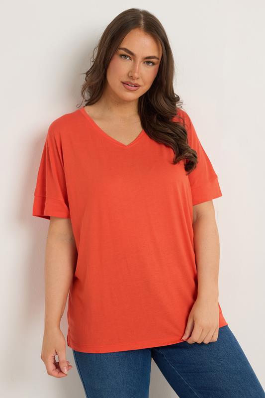 evans EVANS Curve Orange Short Sleeve Modal Rich T-Shirt