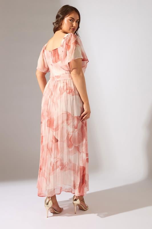 Evans EVANS Curve Pink Floral Angel Sleeve Occasion Dress