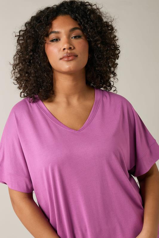 Evans EVANS Curve Pink Short Sleeve Modal Rich T-Shirt