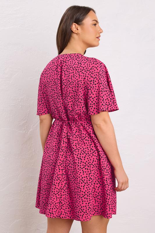 Evans EVANS Curve Pink Spot Print Button Through Dress