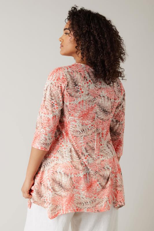 Evans EVANS Curve Pink Tropical Print Hanky Hem Top