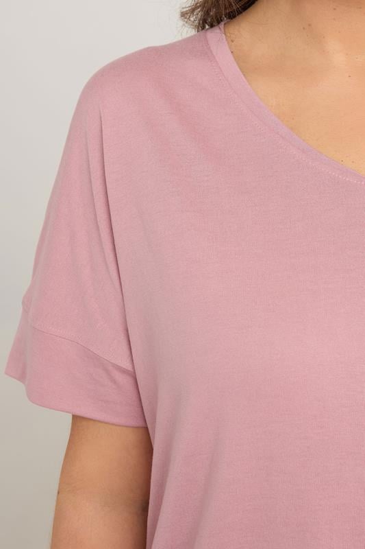 Evans EVANS Curve Rose Pink V-Neck Modal Rich T-Shirt