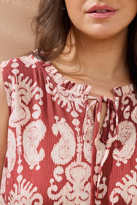 Evans EVANS Curve Rust Orange Paisley Tie Neck Dress