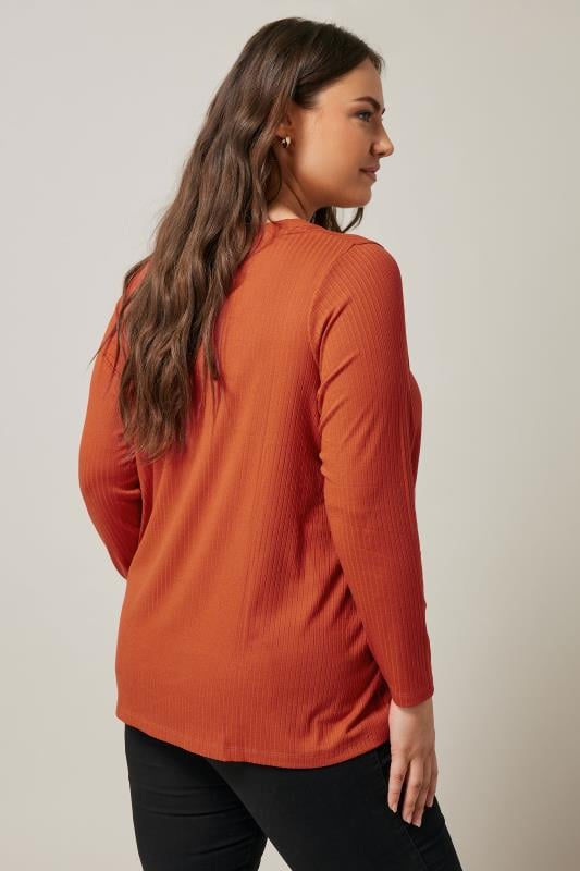 Evans EVANS Curve Rust Orange Premium Ribbed Modal Blend Swing Top