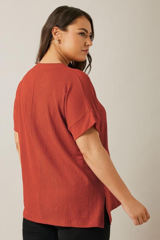 Evans EVANS Curve Rust Orange Seam Front Jersey Crepe Top
