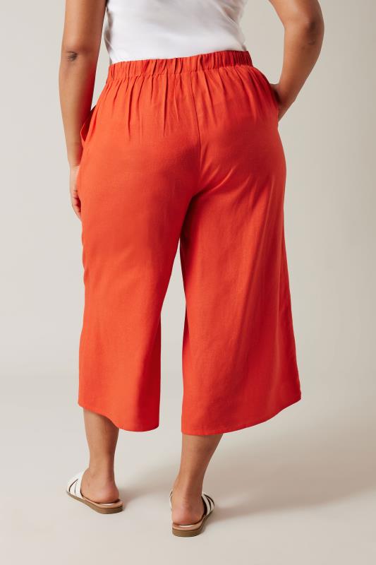 Evans EVANS Curve Rust Orange Wide Leg Linen Culottes