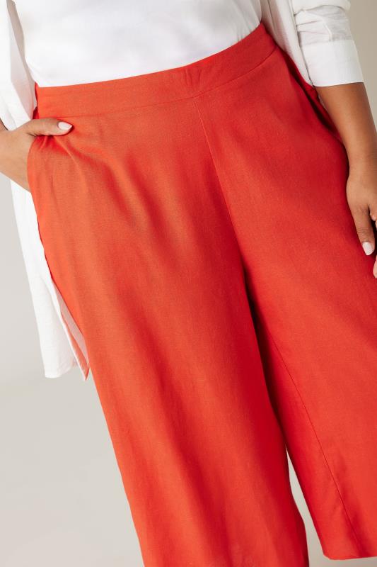 Evans EVANS Curve Rust Orange Wide Leg Linen Culottes