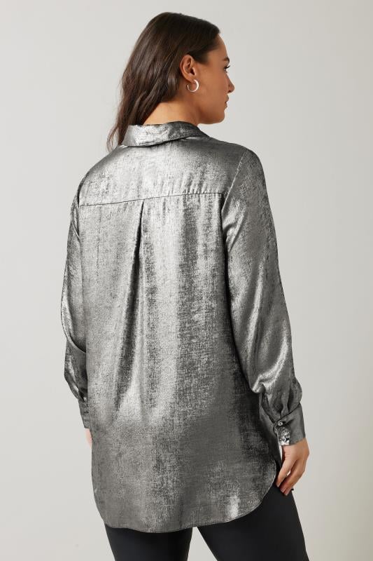 Evans EVANS Curve Silver Metallic Long Sleeve Shirt