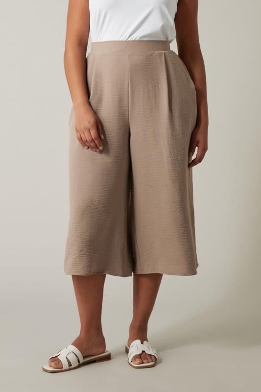 Evans EVANS Curve Taupe Brown Cropped Pocket Culottes