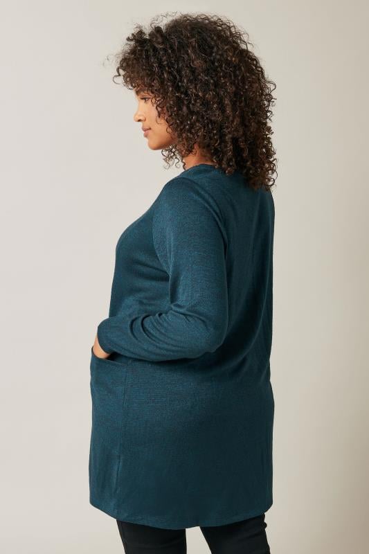 Evans EVANS Curve Teal Blue Pocket Front Longline Top