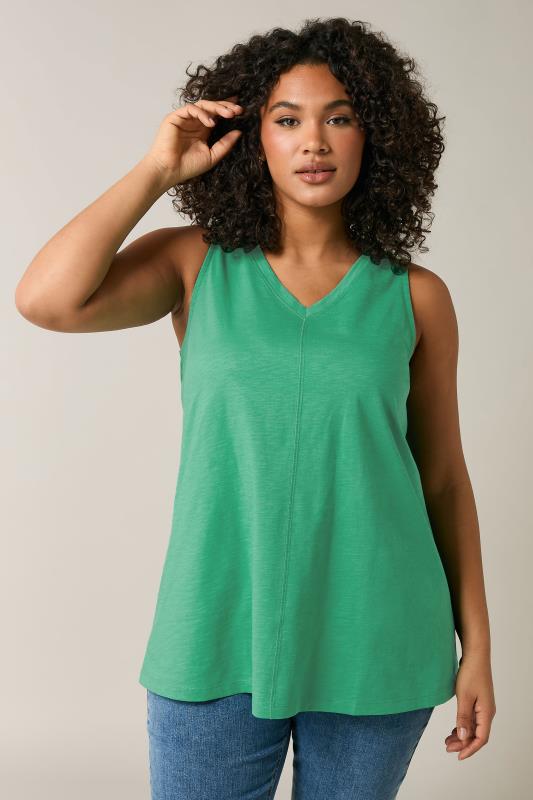 Evans EVANS Curve Teal Green Premium Cotton Vest Top