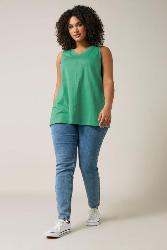 Evans EVANS Curve Teal Green Premium Cotton Vest Top