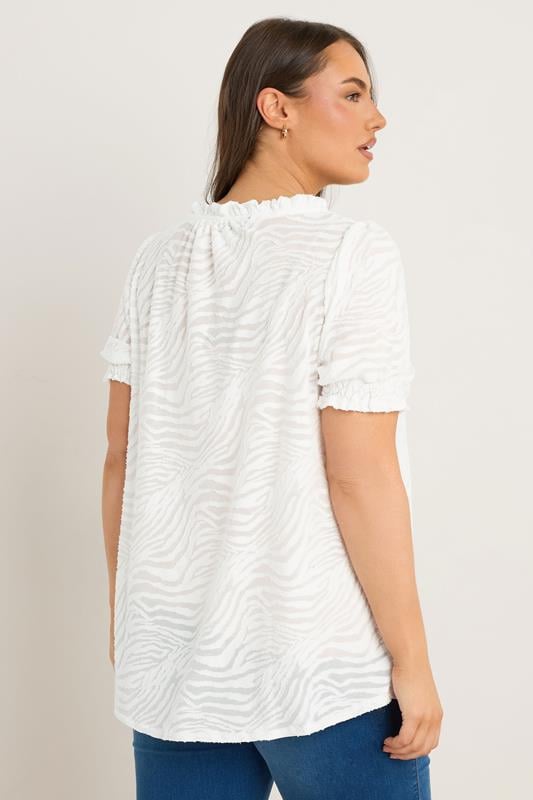 Evans EVANS Curve White Burnout Print Tie Neck Blouse