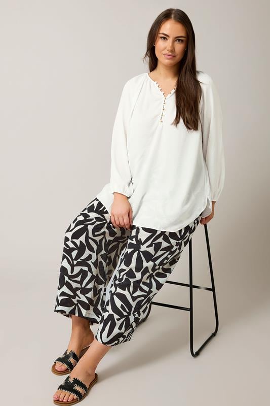 Evans EVANS Curve White Button Front Long Sleeve Blouse