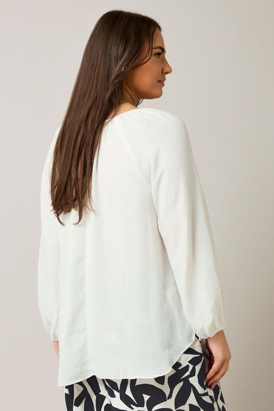 Evans EVANS Curve White Button Front Long Sleeve Blouse