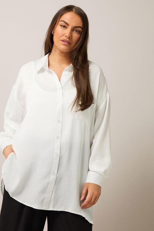 evans EVANS Curve White Metallic Button Through Shirt