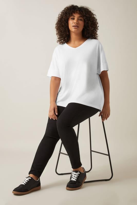 Evans EVANS Curve White Short Sleeve Modal Rich T-Shirt