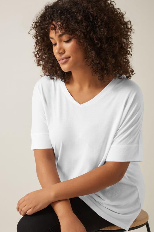Evans EVANS Curve White Short Sleeve Modal Rich T-Shirt