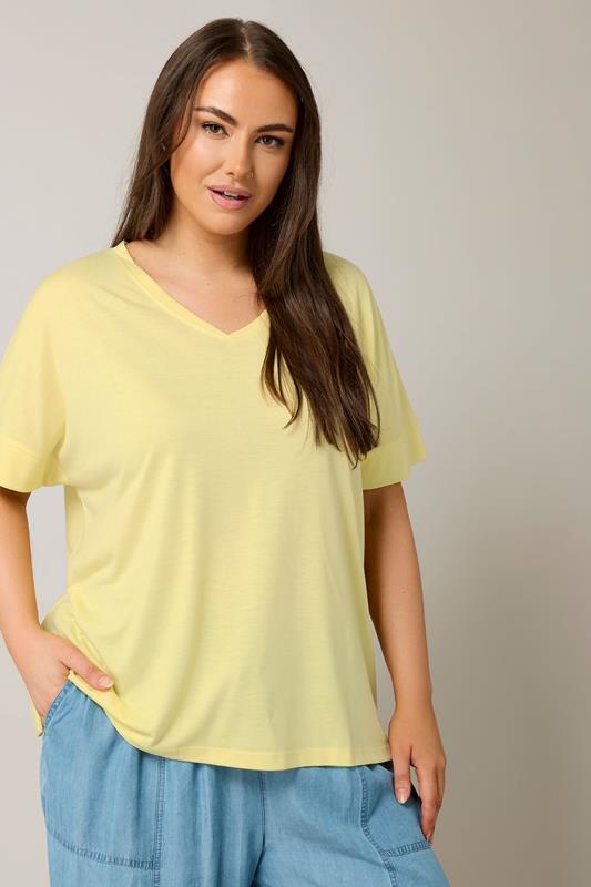 Evans EVANS Curve Yellow Short Sleeve Modal Rich T-Shirt